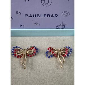 BaubleBar Red & Blue Beaded Bow Rhinestone Earrings